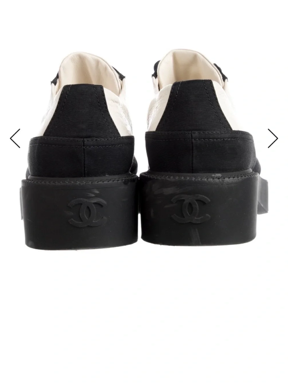 CHANEL Black and White Lace-Up Platform Boots
